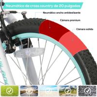 Bicicletas Infantiles para Niños y Niñas 20 Pulgadas 1 Velocidad, Bicicletas con Horquilla de Suspensión y Freno en V, Rosa/Negro/Verde Menta/Azul - details 3