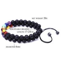 Pulsera de Yoga Vintage India Doble Capa de 7 Akas Mujeres Hombres Joyería de Sanación de Piedras Lava - details 18