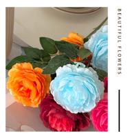 2 uds realista 3 cabezas flor de peonía Artificial 64CM DIY peonía flor simulada flores artificiales de seda para decoración de boda en casa - details 12