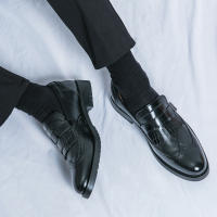 Zapatos formales de negocios para hombres, borla de empalme de un solo botón, Retro, moda juvenil, diario, oficina, banquete, novio, boda - details 24
