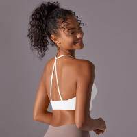 Hamidou Top deportivo para mujer, chaleco Yuga colgante con cuello, decoración triangular, Top deportivo con espalda bonita, Top corto a prueba de golpes para reunión - details 9