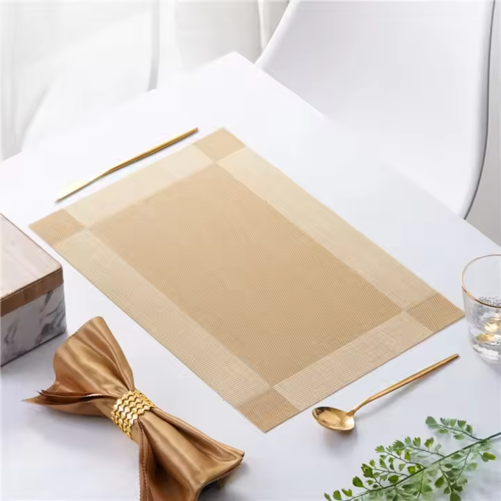 Mantel individual lavable y duradero para fiesta, mantel individual antideslizante Rectangular para mesa de comedor, almohadilla para cuenco de PVC de estilo europeo, banquete, 6 uds. - 1