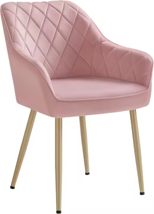 Silla de comedor, Sillón, Silla tapizada con reposabrazos, Asiento de 49 cm de Ancho, Patas metálicas, Forro de terciopelo, Carga de 110 kg, para dormitorio, salón, Gris LDC088G01 - 1