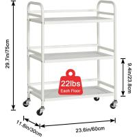 Carrito Cocina,Carro Auxiliar de Metálicos de 3 Niveles Cocina o Multiuso con Ruedas,para el hogar,60×30×75cm,Blanco - details 21