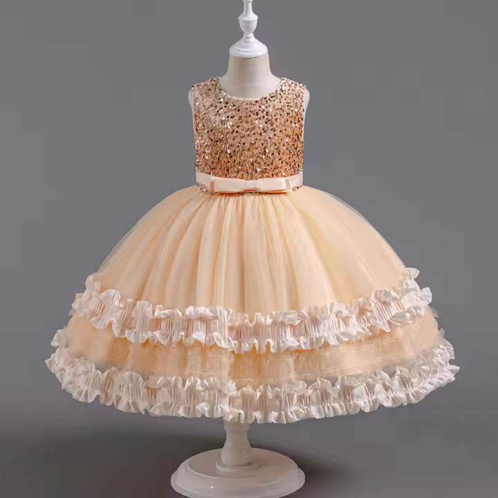 Vestido Formal de Tul Abullonado para Bebé Princesa de Encaje para Fiesta de Cumpleaños de Niña de las Flores Infantil - 1