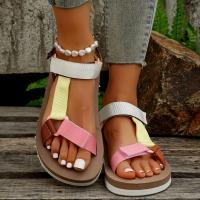 Women's Fashion Colorblock Flat Sandals Open Toe Hook & Loop Strap Non Slip Shoes Casual Outdoor Sports Sandals - details 2