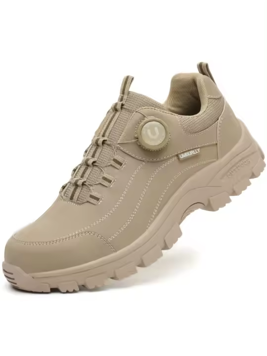 Zapatos de seguridad para hombre con diseño de botones, puntera de acero, suela antiaplastamiento y antideslizante para taller al aire libre, ropa de trabajo. - 1