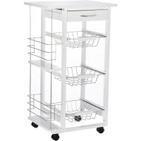 cocina ruedas 3 cestas metal y 2 botellasmara pino temporáneo 47x37x83cm blanco - details 0