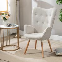 salón Butaca nórdica sillón Acolchado con Reposabrazos y Patas de Madera, Beige, 66x71x108cm - details 1