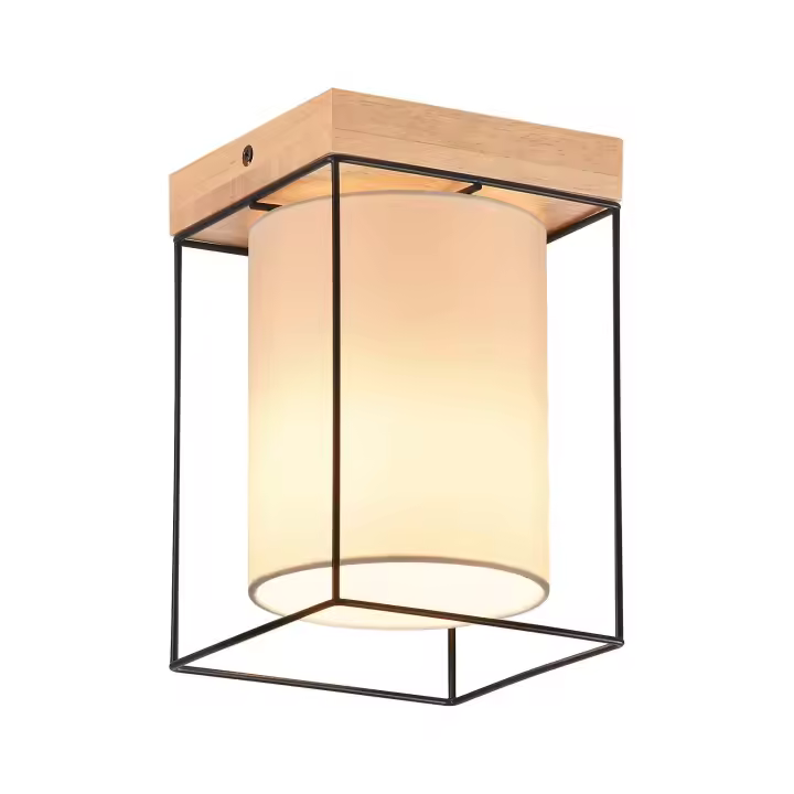 CBJKTX Plafón pasillo plafón madera 1 bombilla E14 lámpara pasillo vintage con retro industrial - 1