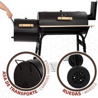 Barbacoa de carbón con termómetro 116x61x106 cm |   Incorpora sistema de ventilación y chimenea |   2 ruedas para fácil transporte |   Concebida para barbacoas al exterior - details 3