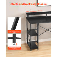 Escritorio para Computadora SucceBuy de 120 cm con Iluminación LED y Tomas de Corriente, Escritorio Reversible para Juegos y Oficina con Repisa para Monitor y Niveles de Almacenamiento Dobles, Ideal para Oficina en Casa o Estudio, Negro - details 5