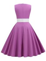 Vestido de fiesta estilo años 50 y 60 con estampado de mujer y vuelo amplio - details 9