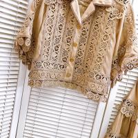 Conjunto de Vestido y Traje para Mujer de Dos Piezas Top Blanco, Falda Plisada, Abrigo de Encaje Bordado Moda de Verano 2025 - details 3