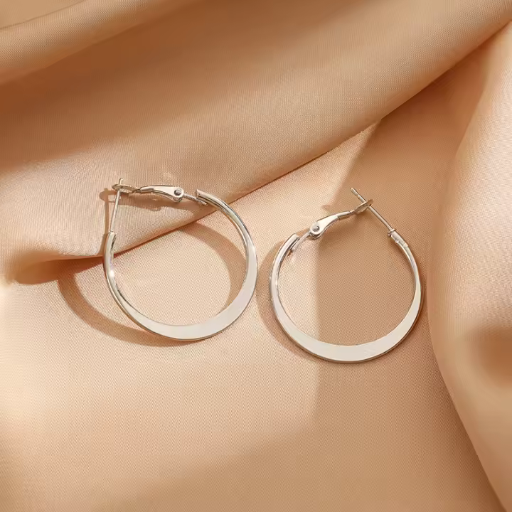 Pendientes de botón geométricos para mujer, aretes de bucle grande de alto sentido, pendientes de bucle frío - 1