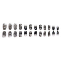 Uñas artificiales de resina reutilizables, cobertura completa de longitud media para extensión de uñas a juego, negro brillante - details 0