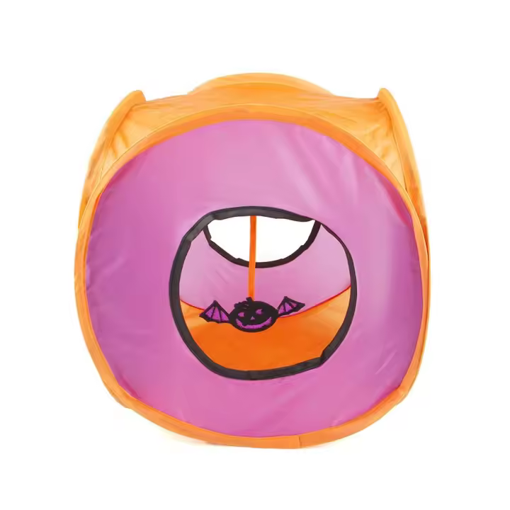 Divertido túnel plegable para gatos de Halloween, juguete interactivo con colgante, cubo de taladro para mascotas, cueva cuadrada para esconder gatos, Halloween - 1