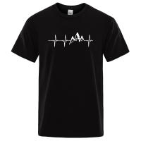 Camiseta de manga corta para hombre, camisa con Ecg de montaña, divertidas camisetas de Hip Hop, ropa de calle Harajuku, electrocardiograma, de verano - details 18