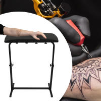 Soporte de descanso para brazo y pierna de tatuaje, supergrande, con almohadilla de esponja ajustable, portátil, Panel de ángulo ajustable de 340 °, hierro, PVC negro - details 0