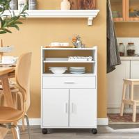 Mueble Auxiliar de Cocina Aparador Auxiliar Bajo de Cocina para Microondas con 2 Puertas y 1 Cajón L59 x P40 x H92 cm FSB09-W ES - details 1