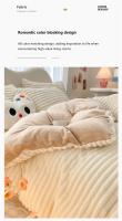 Juegos de cama a rayas de terciopelo de leche, ropa de cama gruesa, funda de edredón, Sábana, funda de almohada, decoración de dormitorio, cálido, invierno, cuatro piezas - details 4