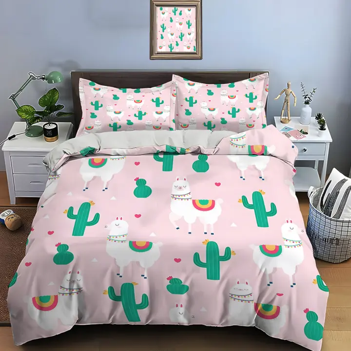 Juego de Ropa de Cama de Llama Alpaca de Lujo Conjunto de Funda de Edredón, Funda de Almohada, Funda de Cama para Adultos y Niños Material de Poliéster - 1