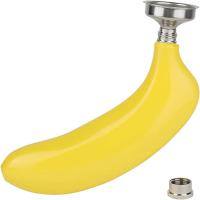 Botella de whisky amarilla con embudo, frasco de cadera de acero inoxidable Durble con forma de plátano, 5 oz - details 2