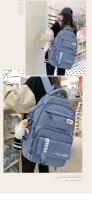 Mochila informal de gran capacidad nueva versión coreana pequeña mochila fresca y de moda Mochila japonesa simple de color sólido - details 8