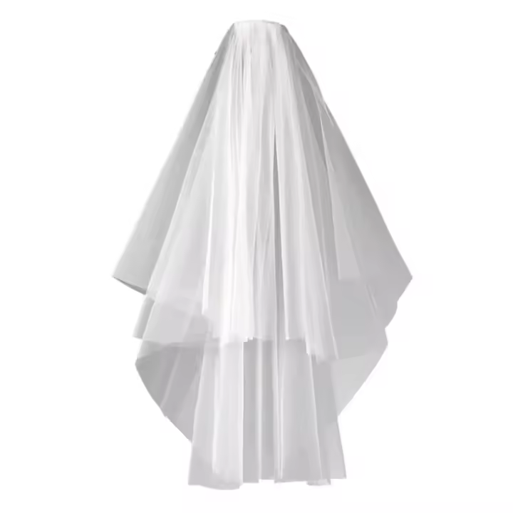 Velo de novia corto barato con borde cortado en peine, 2 capas, accesorios de boda simples 2025 - 1