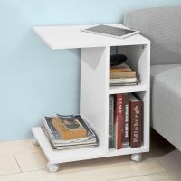 Mesa Auxiliar con 2 Estantes Consola Mesita de Noche con Ruedas Mesa Blanca Mesita 70 x 35 x 60 cm FBT34-W ES - details 14