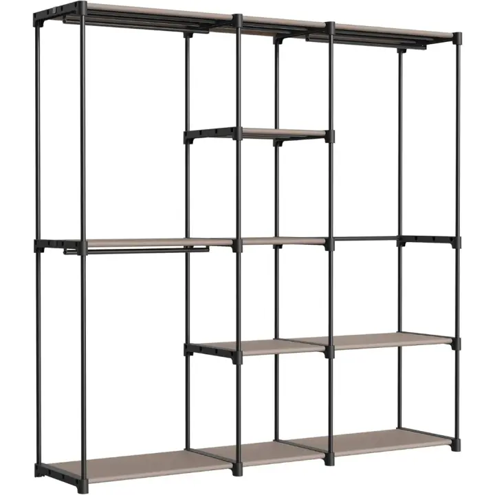 Armario de Guardarropa con Barra Vestidor de Tela, Marco de Metal, 182 x 43 x 182 cm - 1