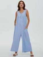 Pantalones sueltos de pierna recta, bolsillo de color sólido para mujer, casual, fresco, verano - details 16