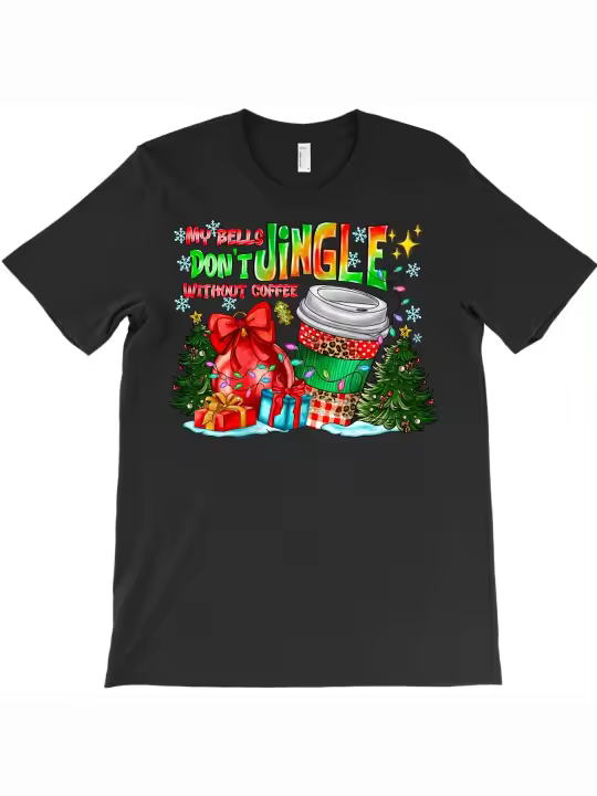 Camiseta My Bells Dont Jingle Without Coffee, regalo para papá, manga corta con cuello redondo suave y cómoda - 1