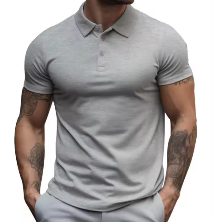 Camisa de manga corta para hombre, camiseta informal con cuello Henry, talla grande, primavera, verano, azul, negro, rojo 2XL - 1