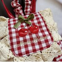 Mochila multifuncional de estilo coreano con encaje a cuadros, mochila de viaje con cerezas, bolso para libros, bolso de hombro con lazo de gran capacidad para verano - details 4