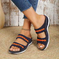 Women Wedge Slide Sandals Open Toe Slip On Arch Support Shoes Casual Outdoor Slides - details 8