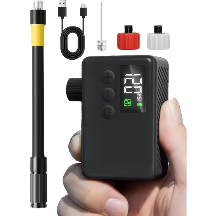 Bomba de Aire Portátil de Alta Presión 120 PSI Para Bicicletas Pequeñas con Medidor Digital - 1