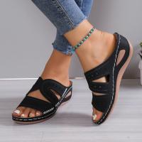 Sandalias de cuña para mujer, verano 2025, con bordado, suela gruesa, punta abierta, pantuflas, moda retro, casual, ligeras, plataforma, deslizantes. - details 6