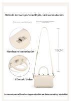 Bandolera de cuero de vaca portátil pequeña bolsa cuadrada para mujer - details 9