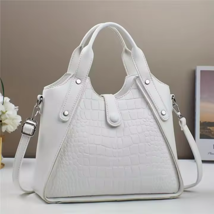 Bolso de hombro con patrón de cocodrilo a la moda para mujer - Bolso de piel sintética de estilo casual con cierre de cremallera, forro de poliéster, correa ajustable, diseño de transporte elegante - 1