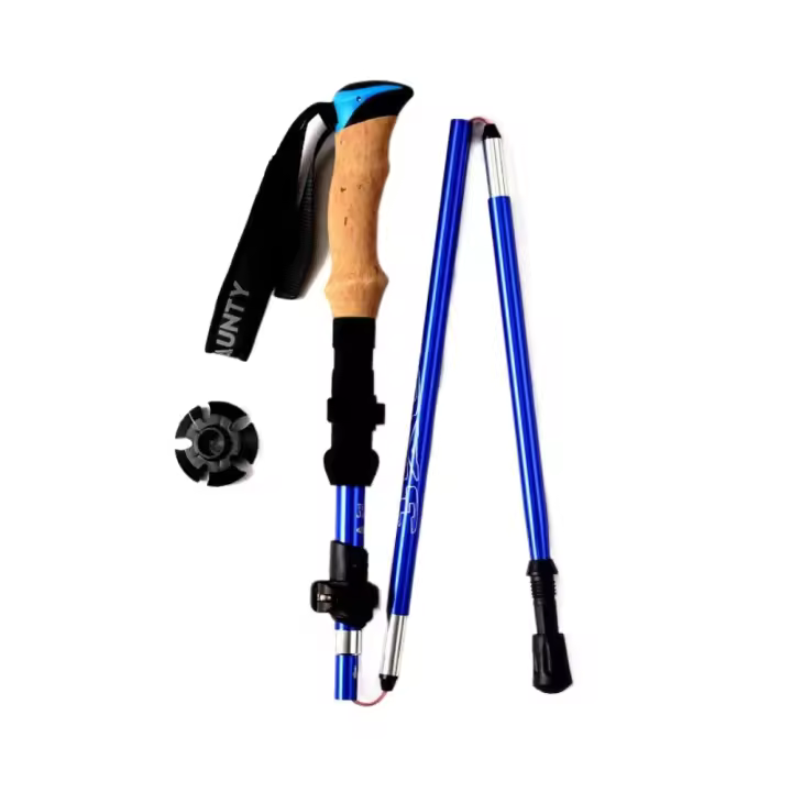 Bastones de Trekking al aire libre de aluminio, ultraligeros, EVA, 5 secciones, caña de campo traviesa, bastón ultraligero colorido, bastón para vadear, Camping - 1