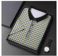 Camisa polo a cuadros con cuello, camiseta informal de negocios de verano, cuello de moda para hombre - details 2