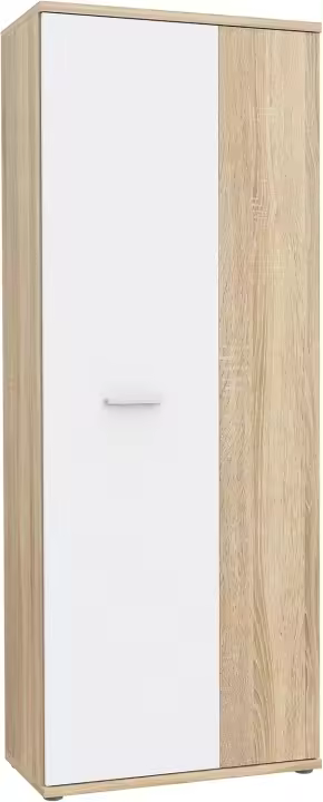 Armario NET106 70, para zapatos o pasillo, 2 puertas, estantes, blanco / roble Sonoma, 69x179x35 cm - 1