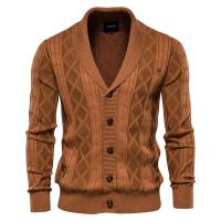 Cárdigan de algodón Argyle para hombre, cárdigans informales de un solo pecho de Color sólido para negocios, suéter de moda de invierno para hombre - details 2