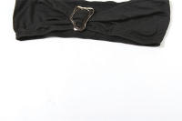 Conjunto corto ajustado de verano, nuevo, a la moda, de color sólido, sin tirantes, con cuello halter y lazo para mujer - details 13