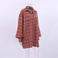 Camisas y blusas retro a cuadros rojos para mujer, ropa de calle holgada y grande XL, oferta, Top Vintage para mujer - details 6