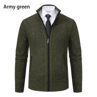 Autumn And Winter New Jersey Men's Casual Sports Coat Solid Color Stand Collar Wweater Grab Fleece Warm Zipper Cardigan - details 25