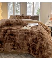 Juego de ropa de cama cálida de piel sintética de conejo, funda de edredón cálida transpirable, agradable a la piel, Queen, acogedor, Otoño e Invierno - details 2