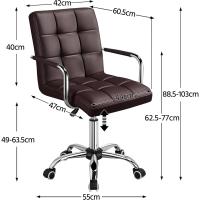 Silla de Oficina Giratoria con Ruedas Ajustable en Altura, Carga de 120Kg, Respaldar Marrón Claro - details 43