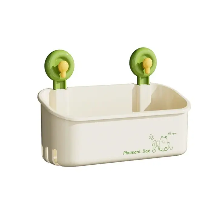 Estante de almacenamiento con ventosa de gran capacidad, ahorro de espacio con orificio de drenaje, estante de almacenamiento para baño, impermeable, montado en la pared - 1